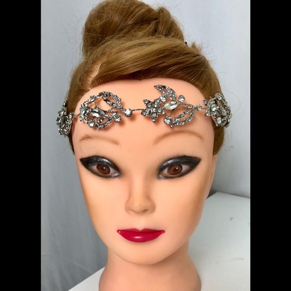 Crystal Tiara Headband Leaf Headpiece Vine bridal - Picture 3 of 8